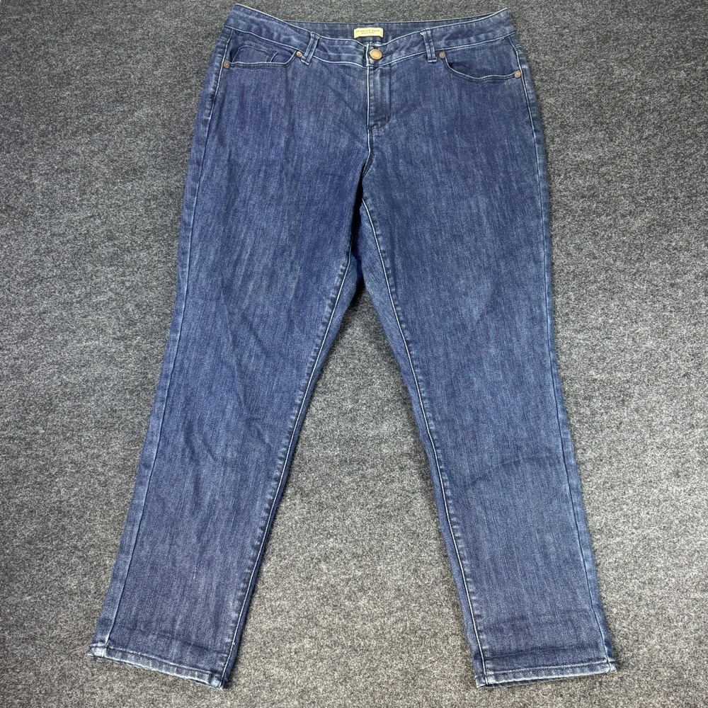 Coldwater Creek Jeans Womens 14 Petite Blue Denim Cotton Stretch Straight Leg